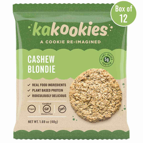 Kakookies Cashew Blondie grab and go vegan and gluten free oatmeal energy snack cookies with superfood ingredients and plant-based protein