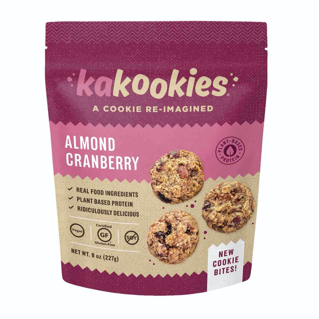 Kakookies delicious Almond Cranberry Oatmeal Cookies bites in a pouch