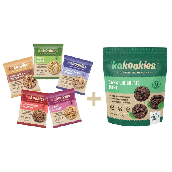 Kakookies sampler pack of oatmeal energy cookies and dark chocolate mint bites